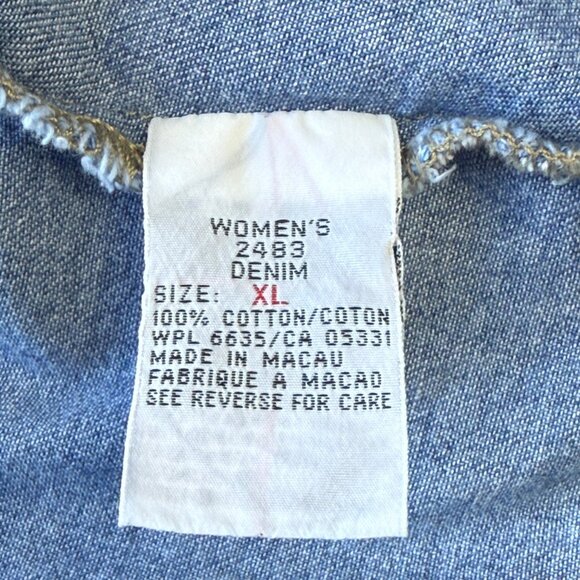 Woolrich Womens Denim Vest XL Button Front Sleeveless Rugged Outdoorwear Blue - Picture 4 of 5